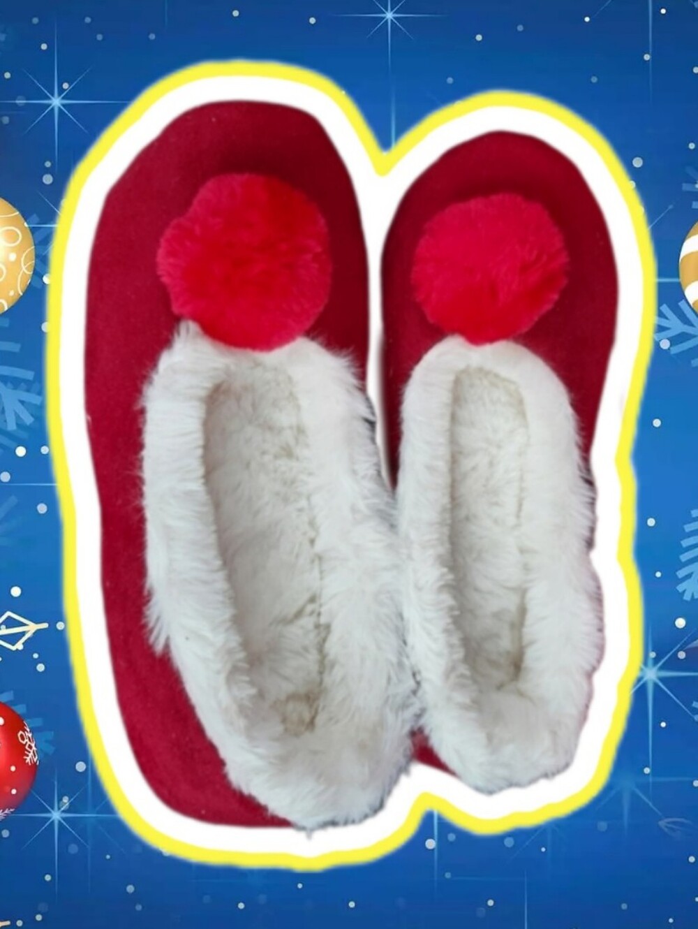 🔥Avon Red/ Burgundy Womens Pom Pom Slippers Size 8